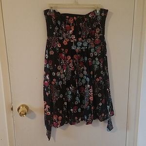Dress, black with flowers